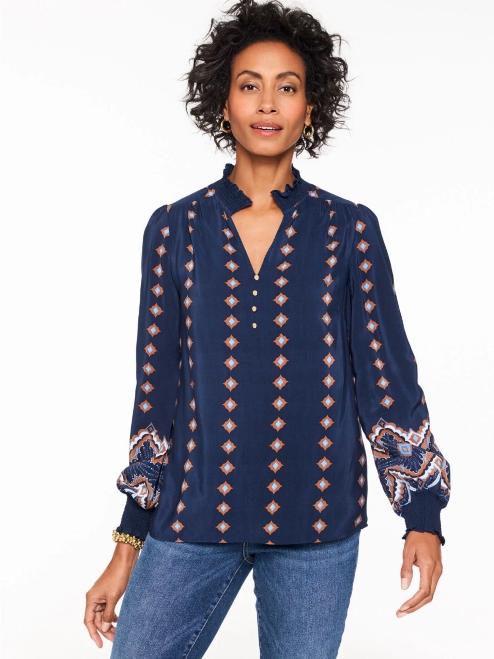 Talbots Ruffle Top - Scallop Medallion size petite medium